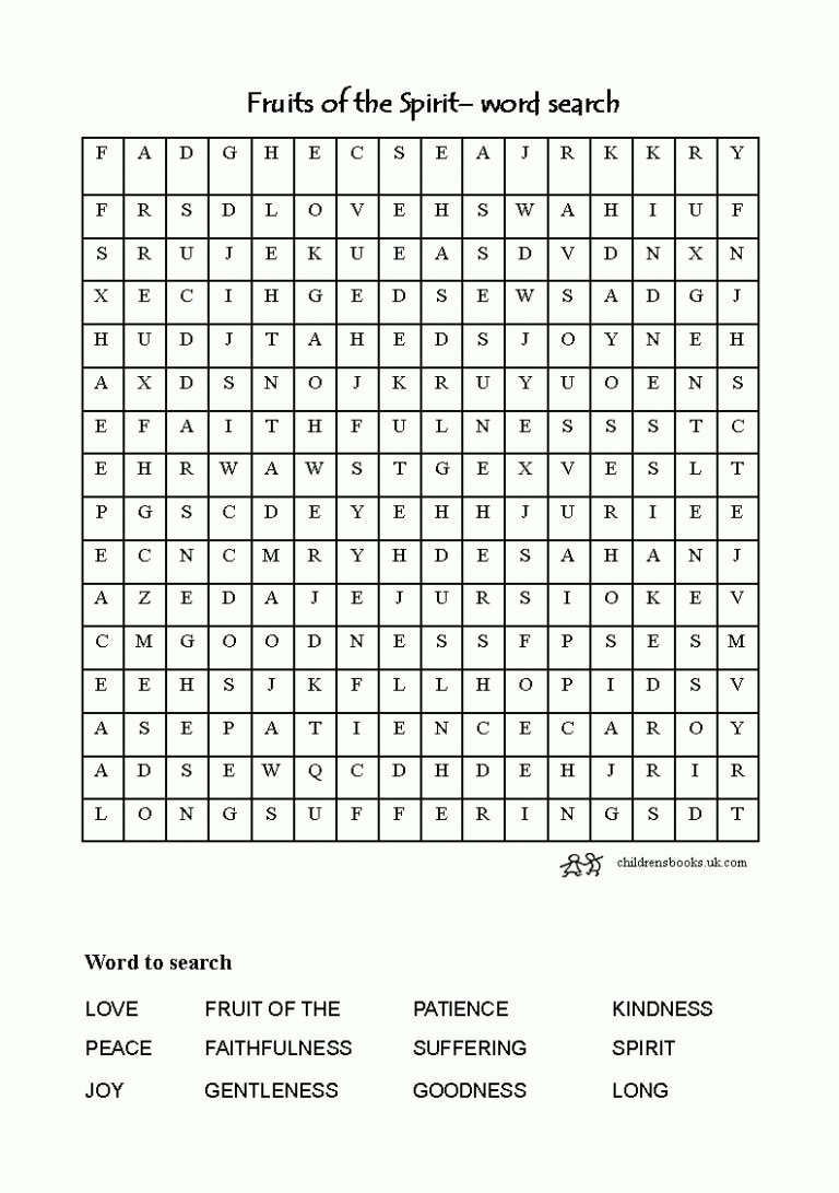 Fruit Of The Spirit Word Search Gnr Crafts Colouring Word Search