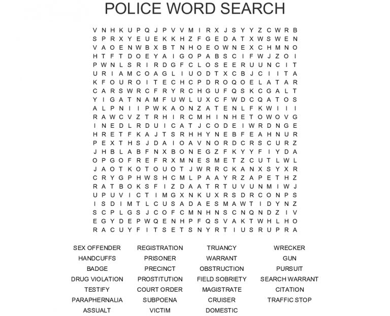 Police Word Search Wordmint Word Search Printable