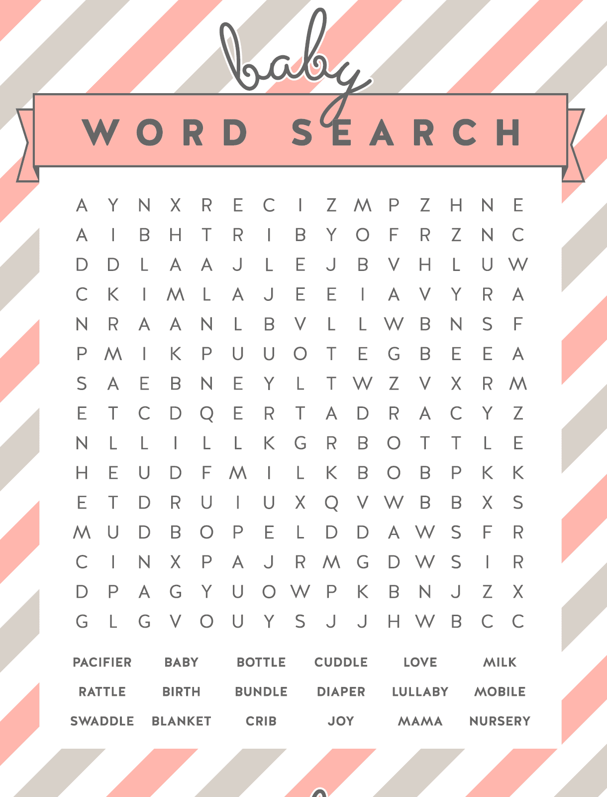 19 Free Baby Shower Word Search Puzzles | Free Baby Shower