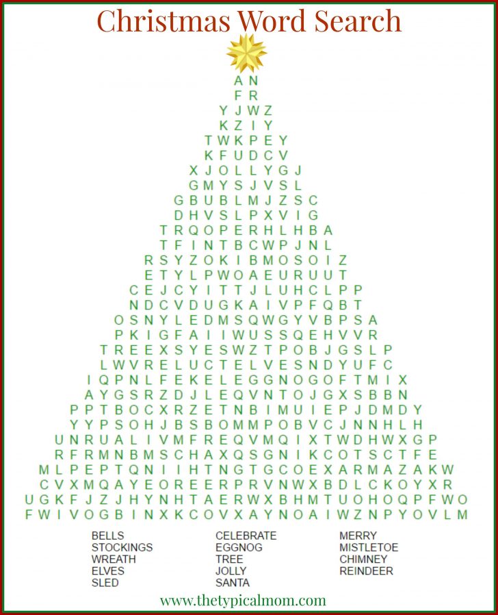 Christmas Tree Word Search Printable
