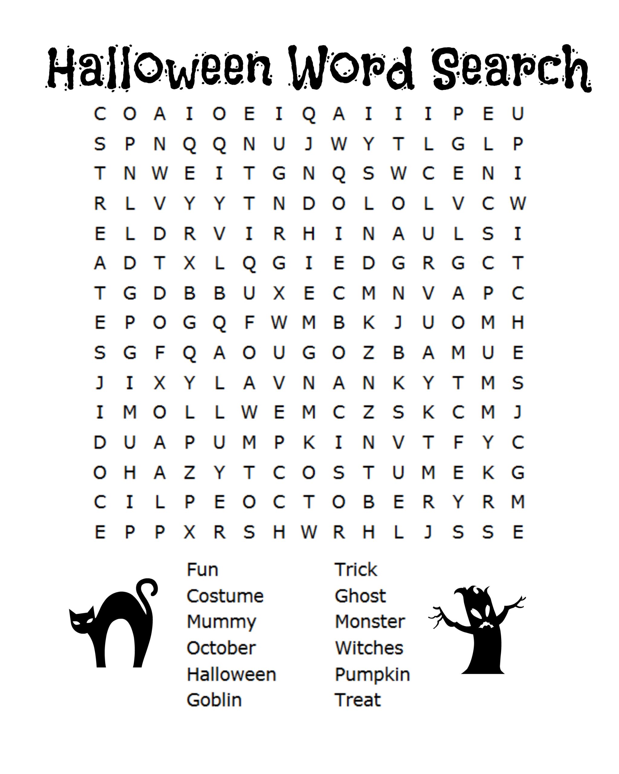 26 Spooky Halloween Word Searches | Kittybabylove