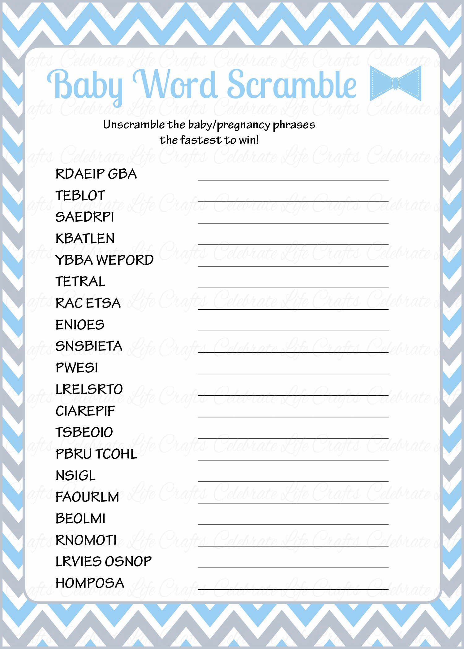 36 Adorable Baby Shower Word Scrambles | Kittybabylove