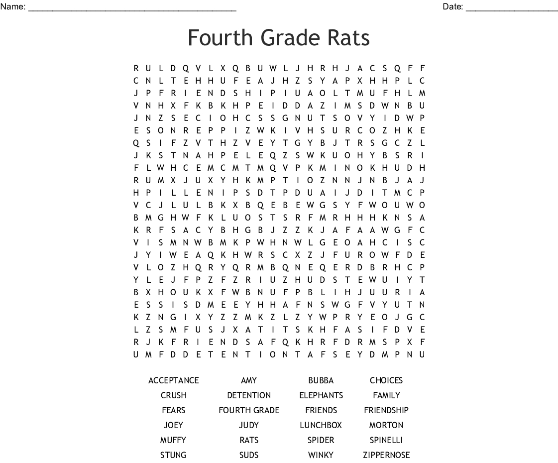 4Th Grade Rats Word Search - Wordmint