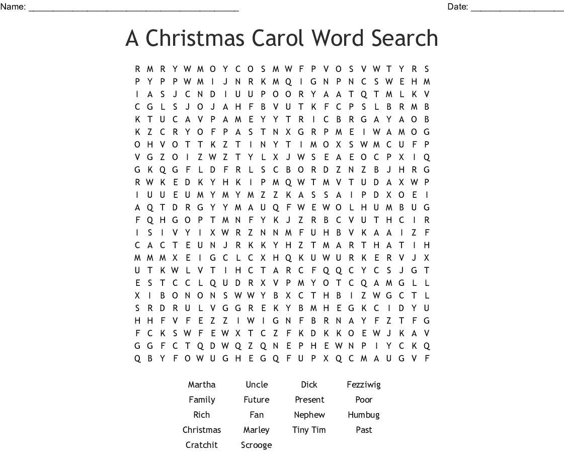 A Christmas Carol Word Search - Wordmint