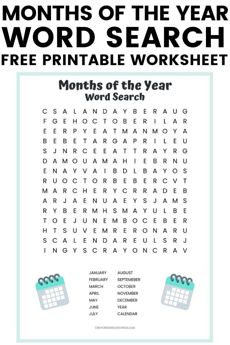 A Free Printable Months Of The Year Word Search Puzzle