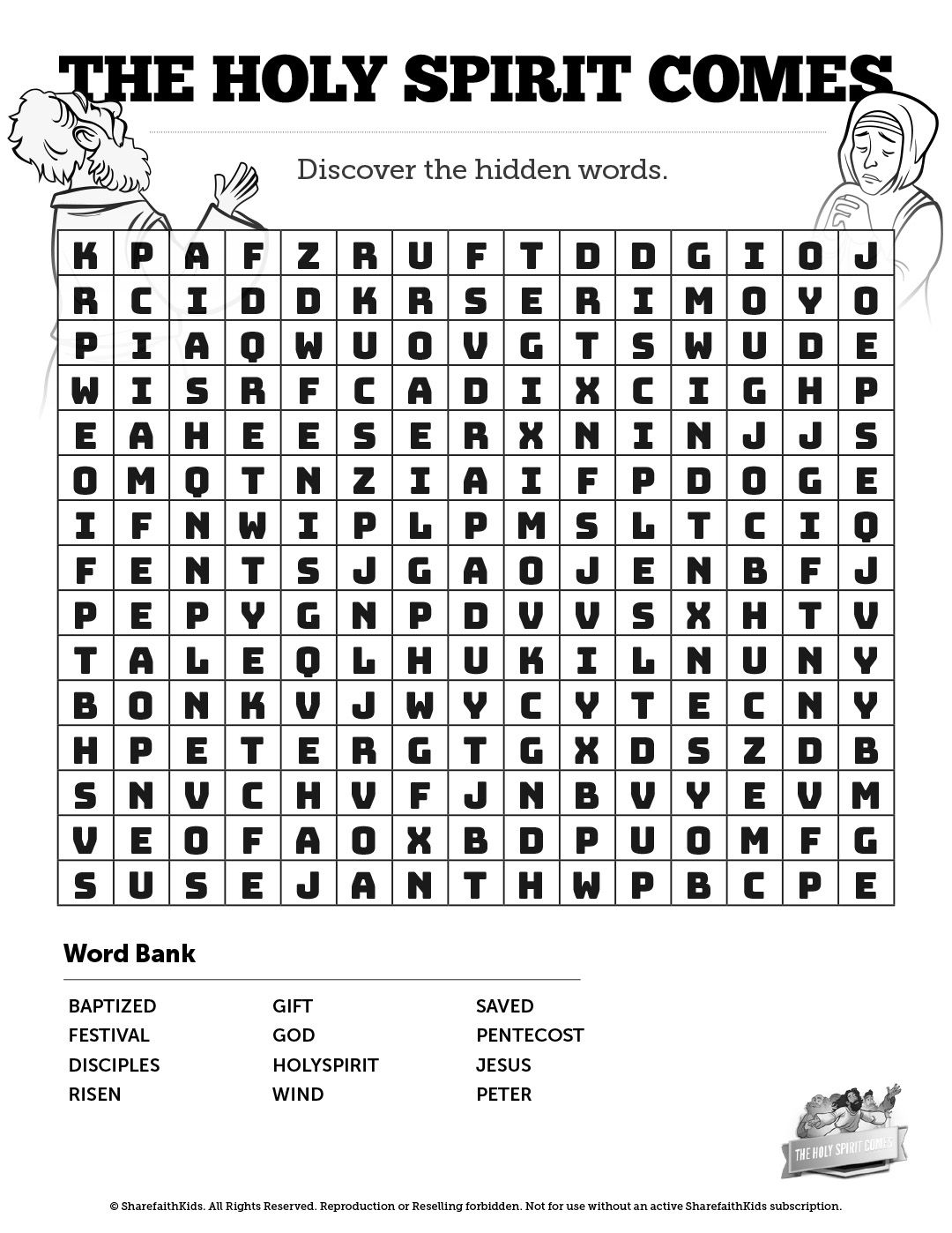 Acts 2 The Holy Spirit Comes Bible Word Search Puzzles: If