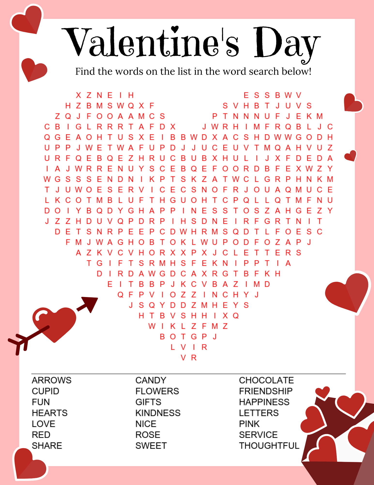 Adorable Valentine&amp;#039;s Day Word Search Printable | Valentines