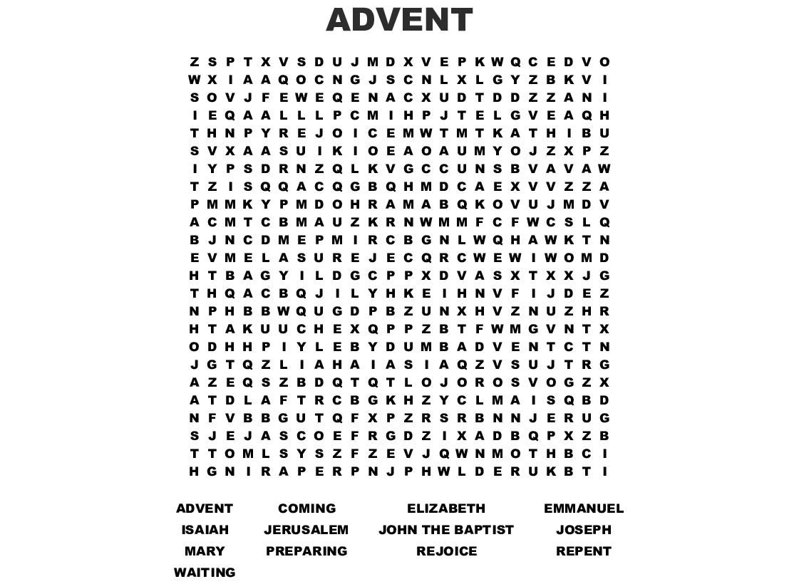 Free Printable Advent Word Search - The Artisan Life - Word Search