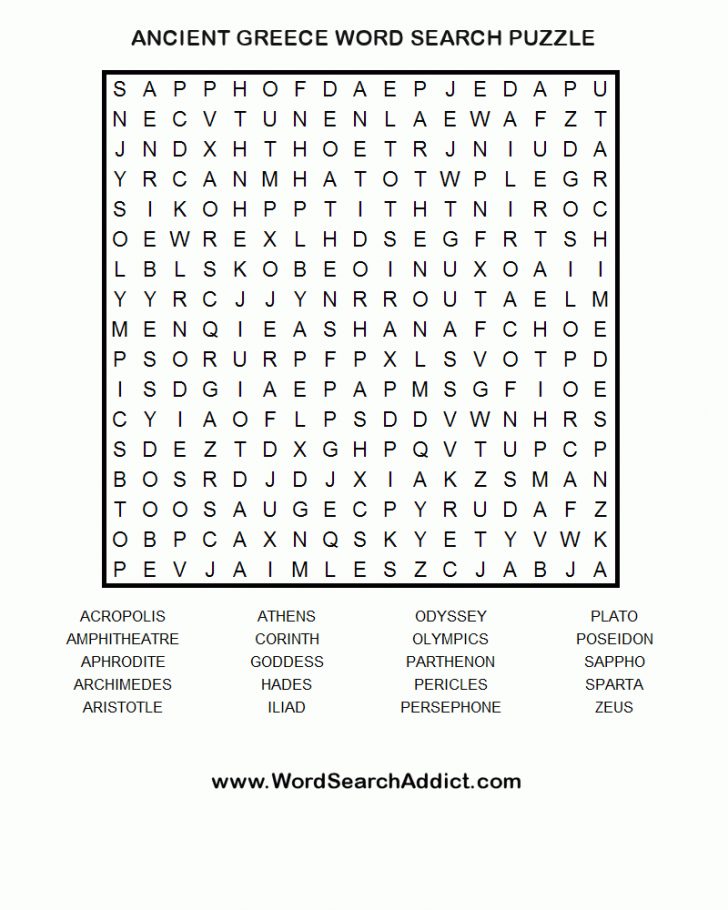 Ancient Greece Word Search Printable