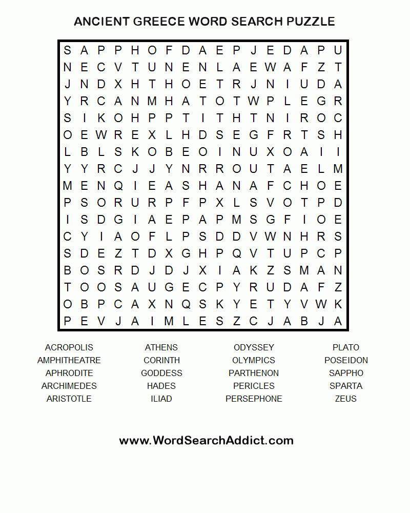 Ancient Greece Printable Word Search Puzzle | Ancient Greece