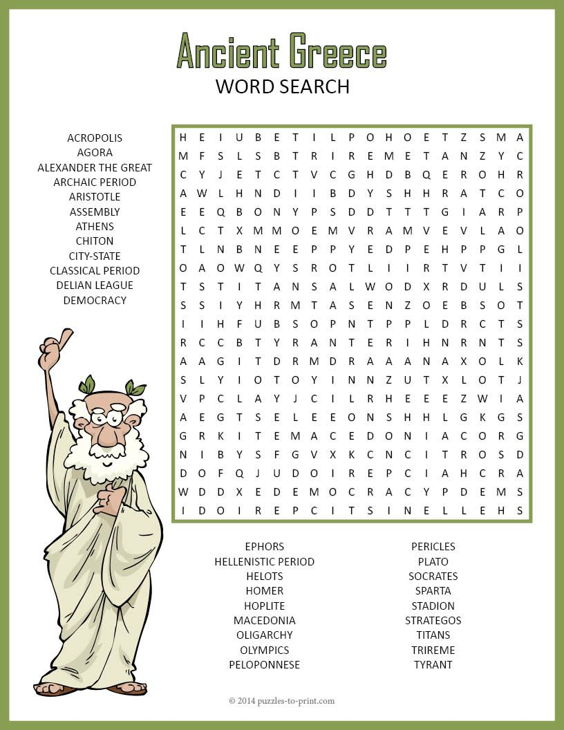 Ancient Greece Word Search Fun | Ancient Greece, Ancient