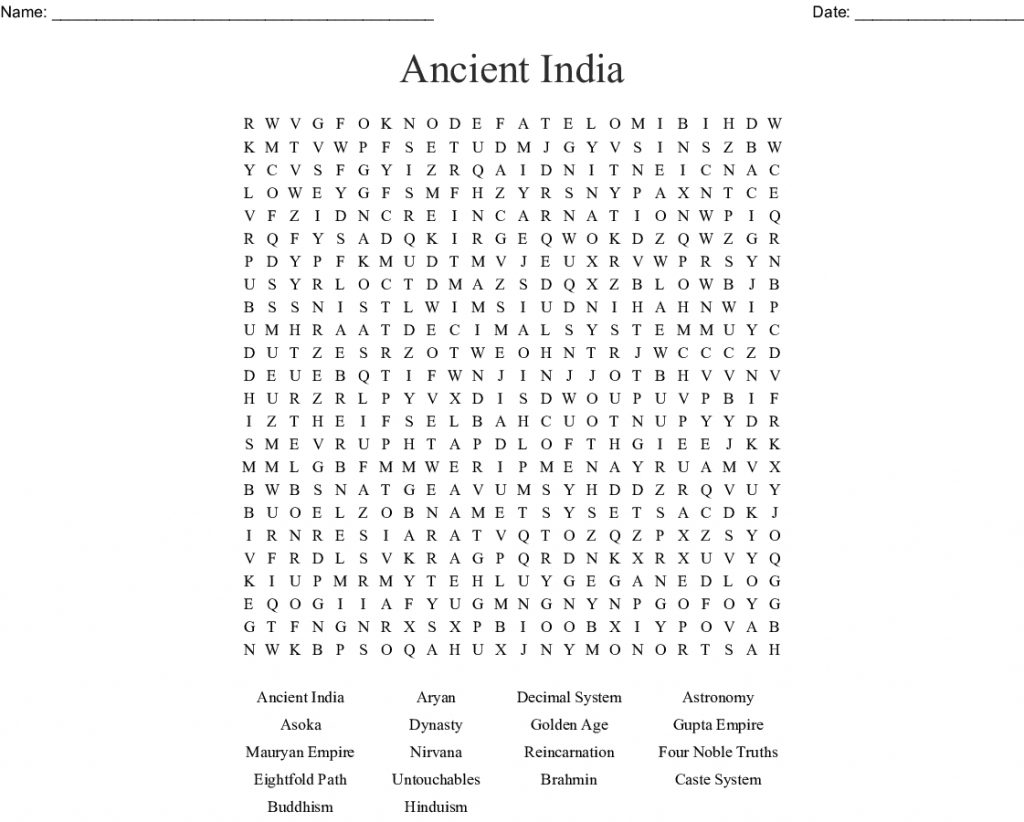 Ancient India Word Search Wordmint Word Search Printable