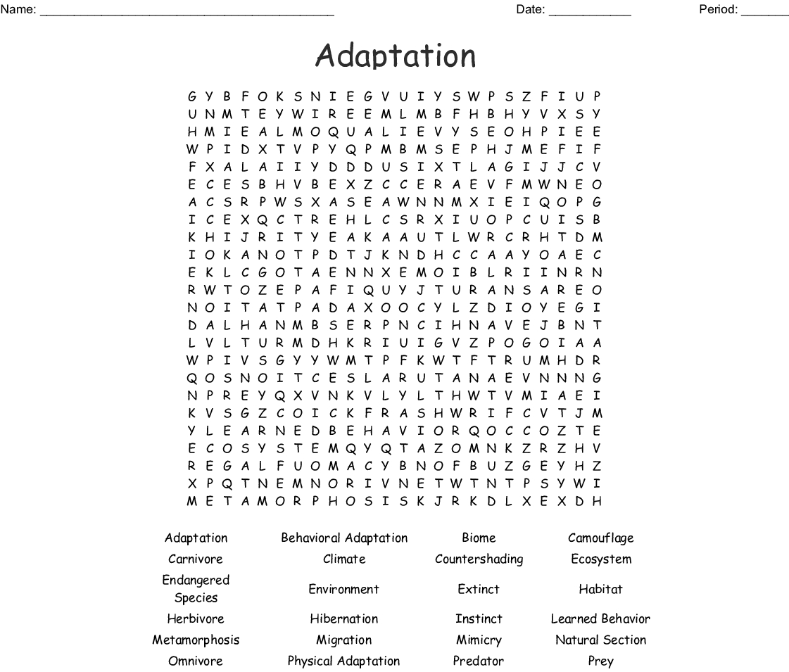 Animal Classification Vocabulary Word Search - Wordmint
