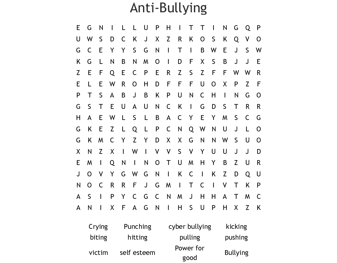 Anti-Bullying Word Search - Wordmint