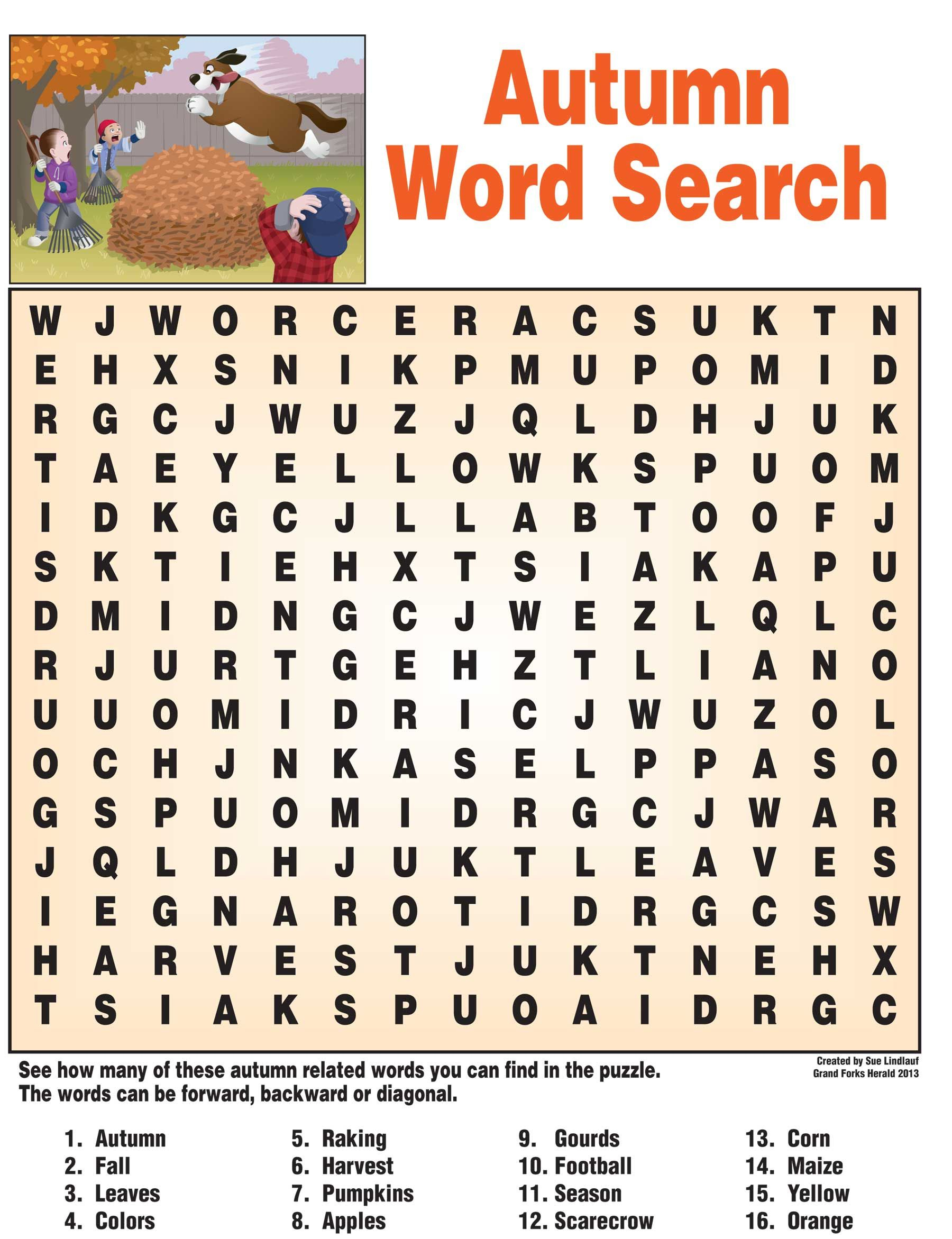 Autumn-Word-Search | Fall Words, Fall Word Search, Kids