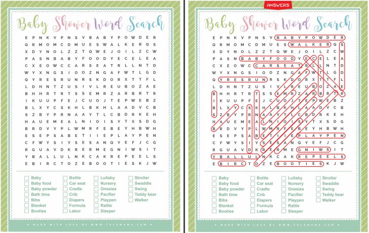 Baby Word Search Game Printable