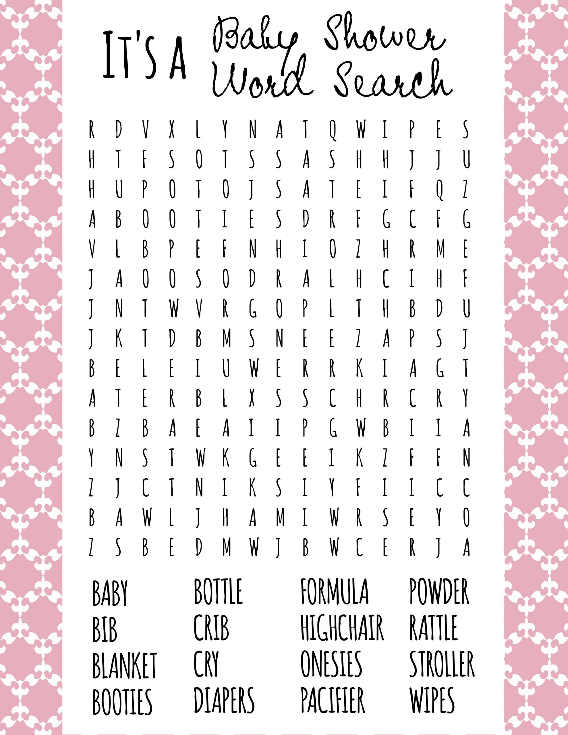 Baby Shower Word Search | Baby Shower Wording, Baby Shower