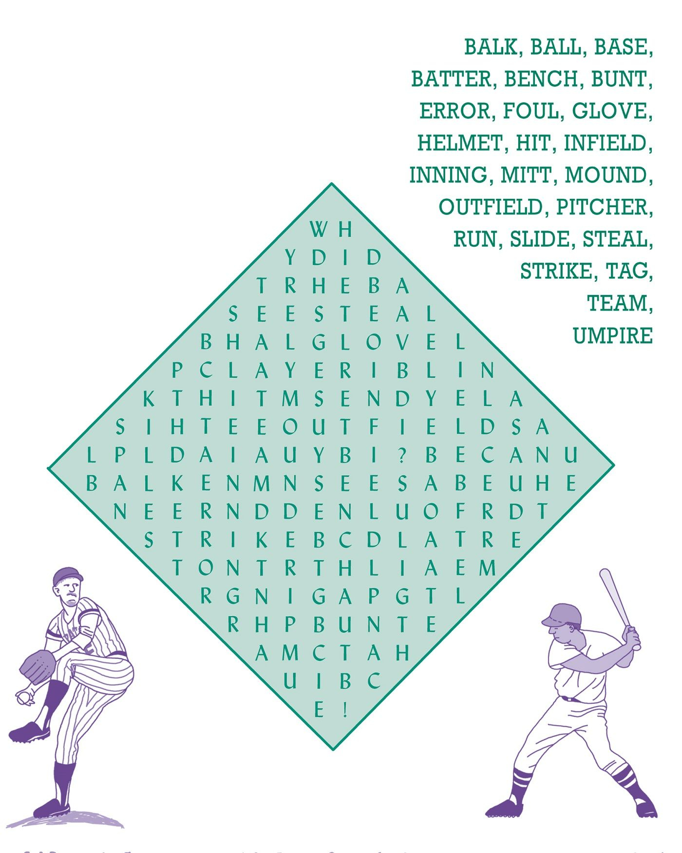 Baseball Word Games Fun | Printable Kids Activity Games