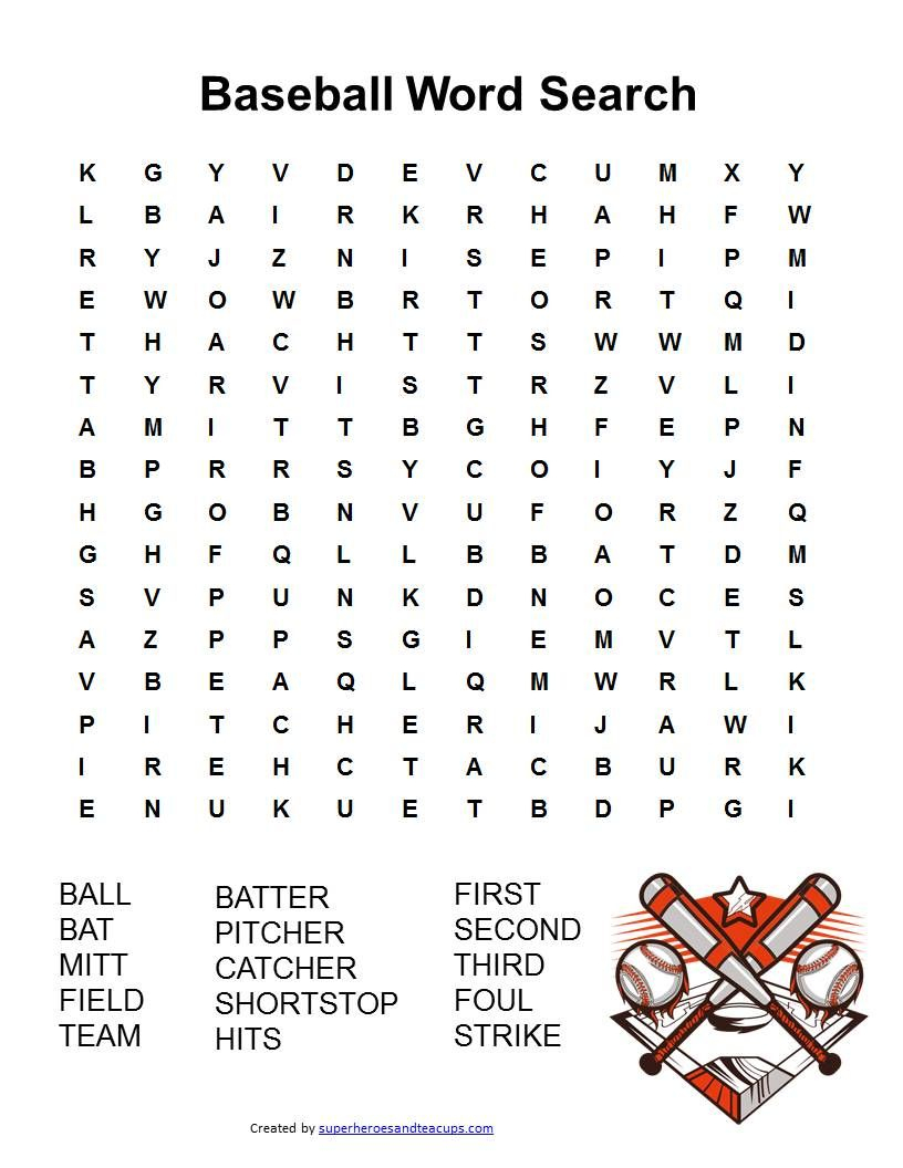 Baseball Word Search Puzzles Printable | Word Search Printable