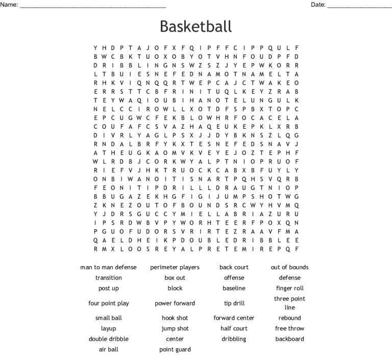 Basketball Word Search - Wordmint - Word Search Printable