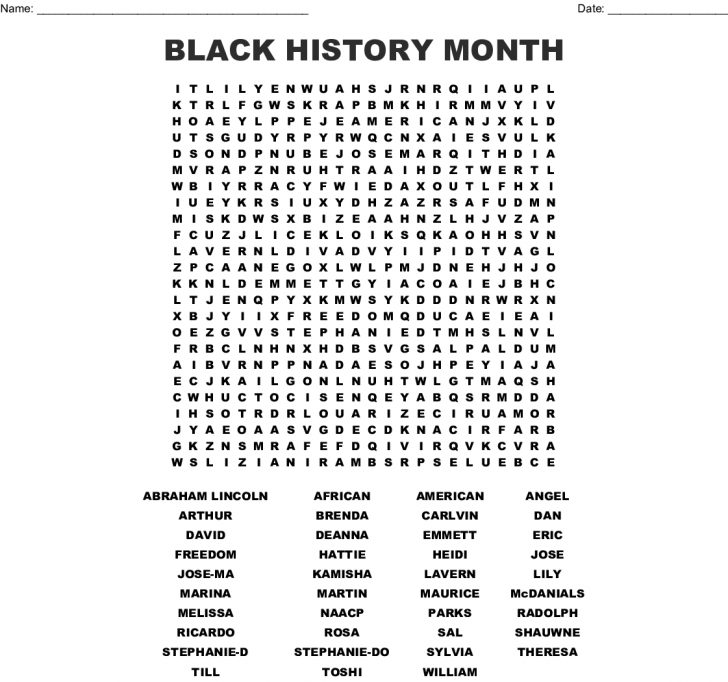 Printable Word Search Black History Month