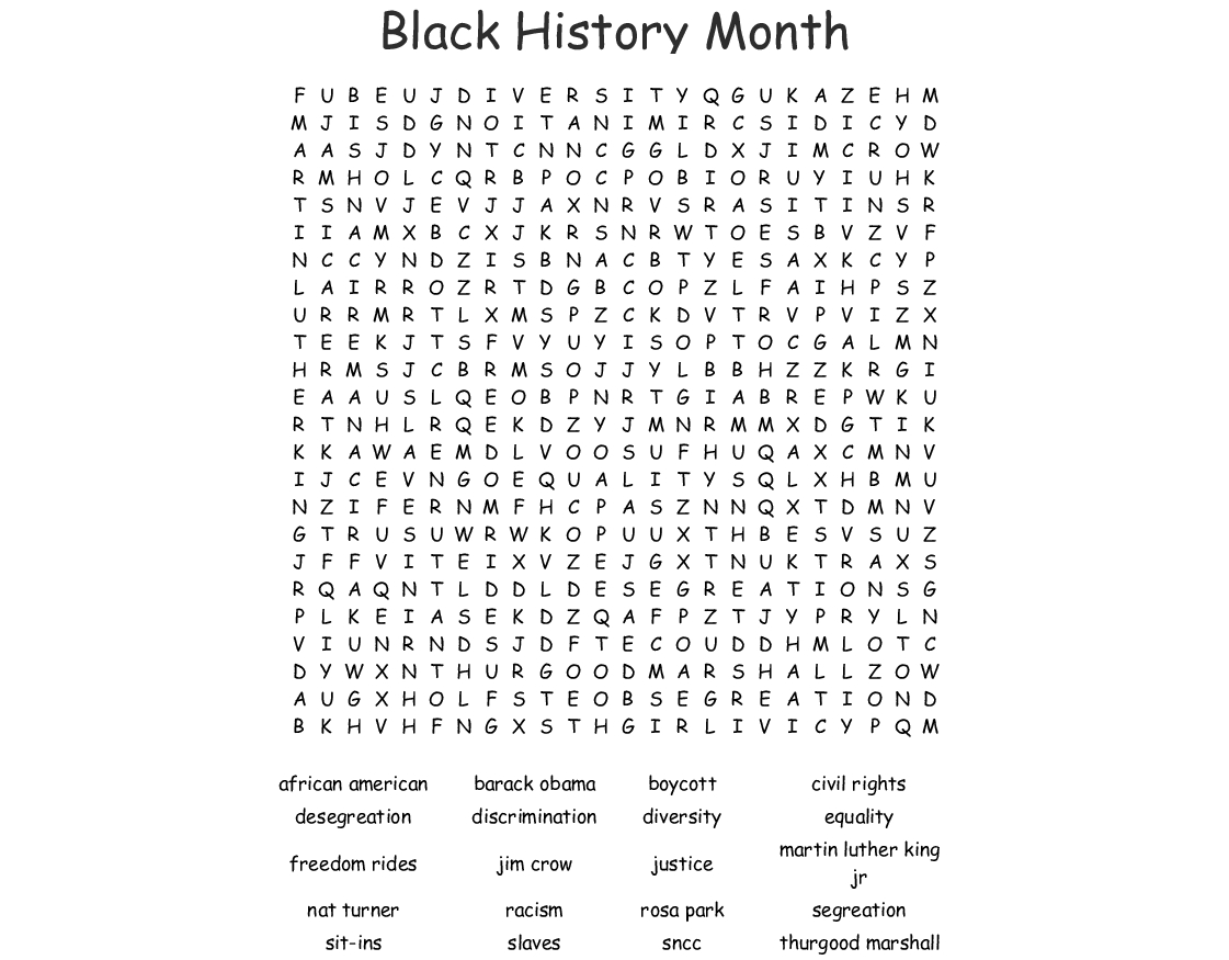 Black History Word Search Puzzles Printable Word Search Printable