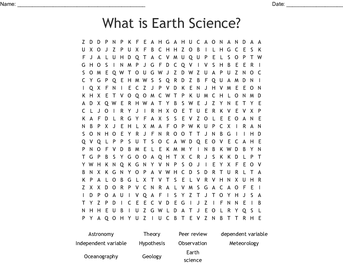 Earth Science Word Search Printable Word Search Printable