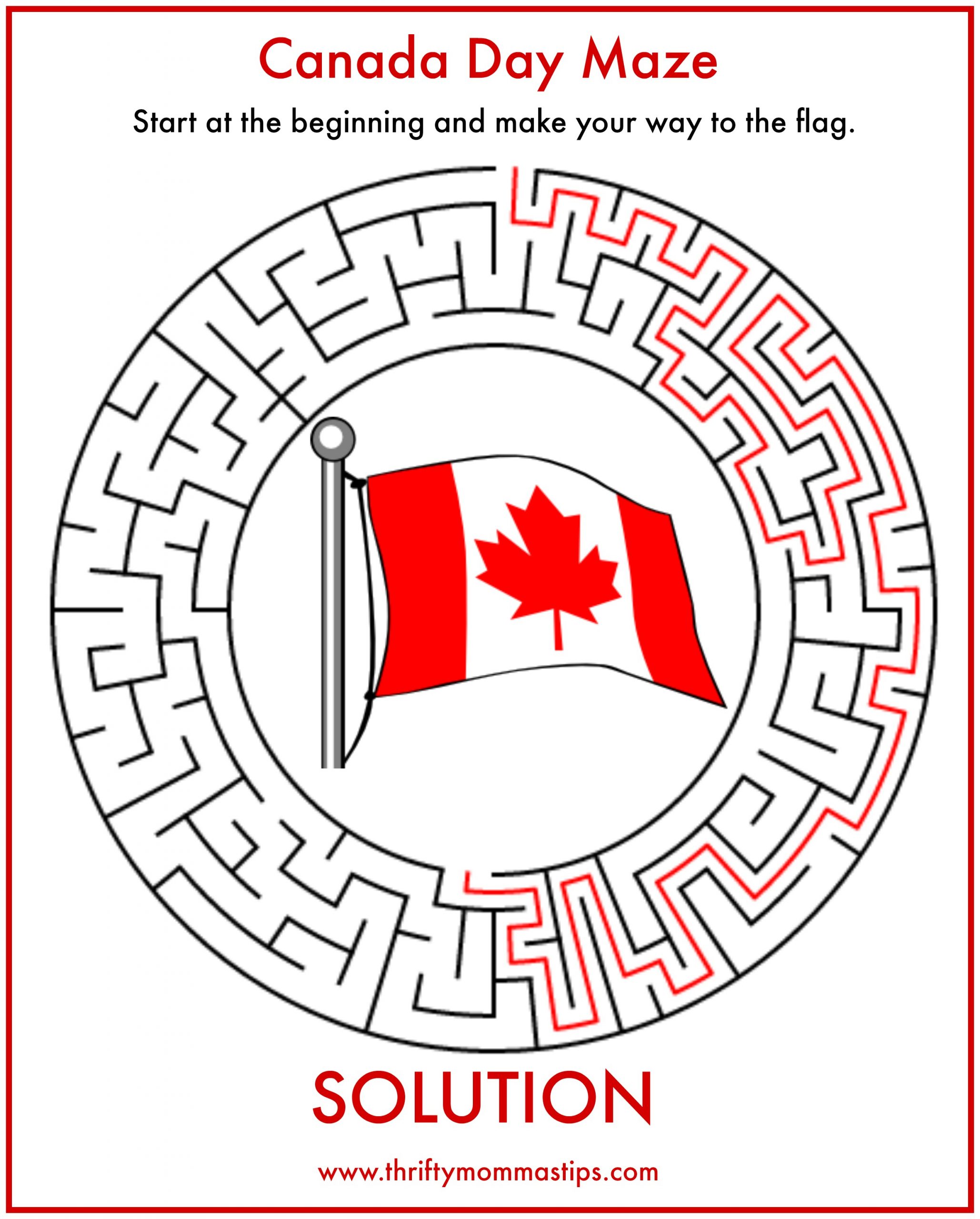 Canada Day Word Search Printable