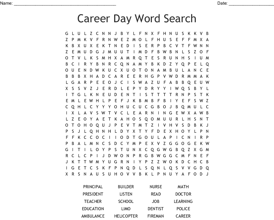 careers word search printable word search printable