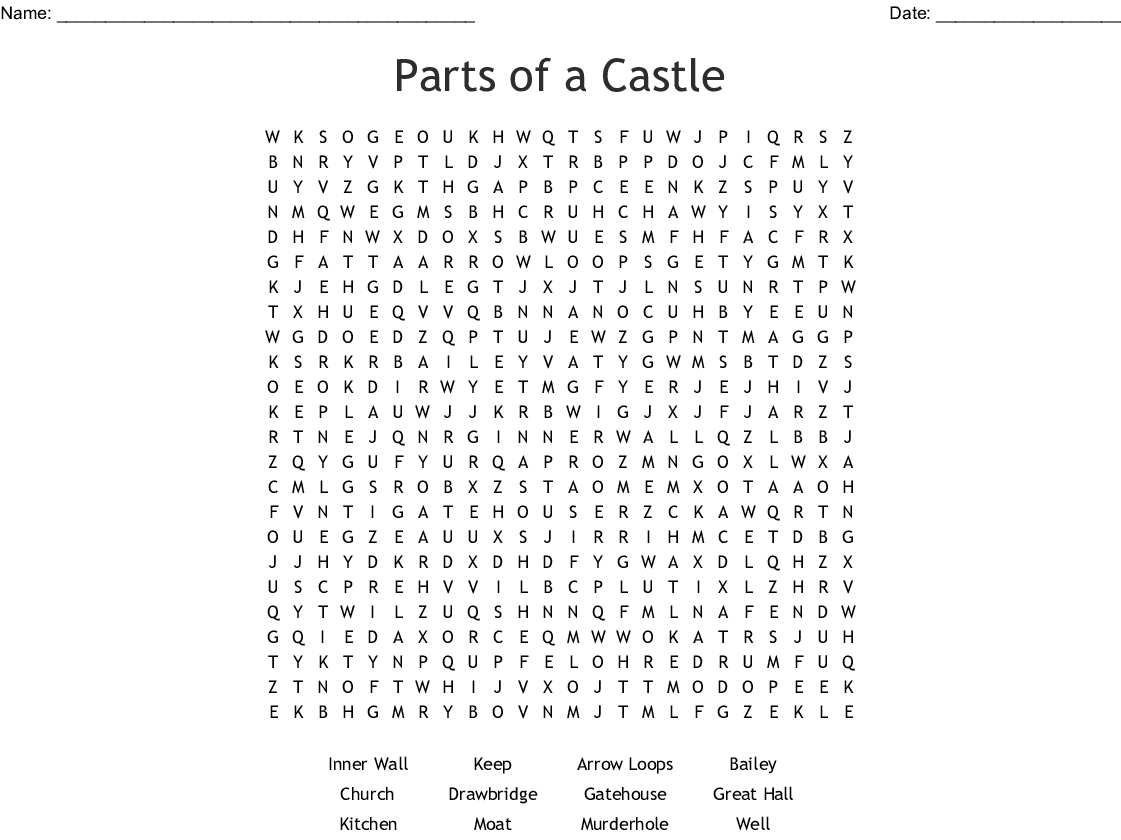 Castle Wordsearch - Wordmint