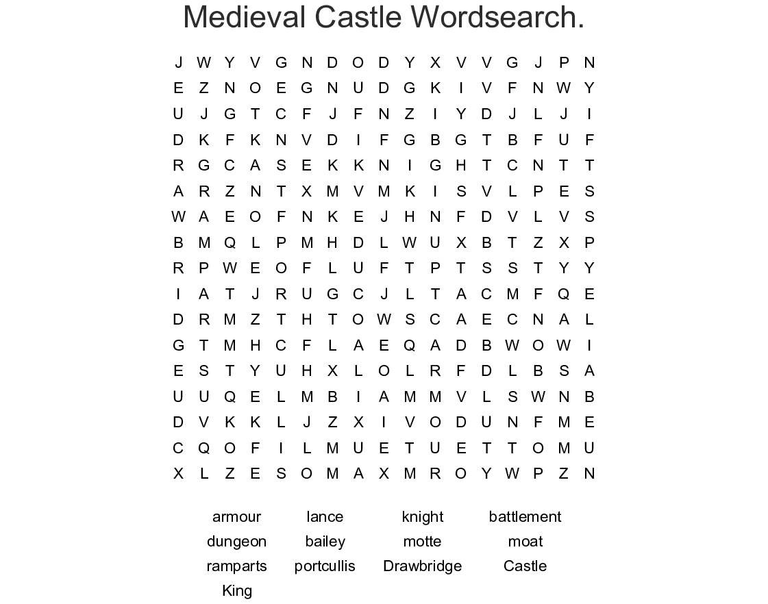 Castle Wordsearch - Wordmint