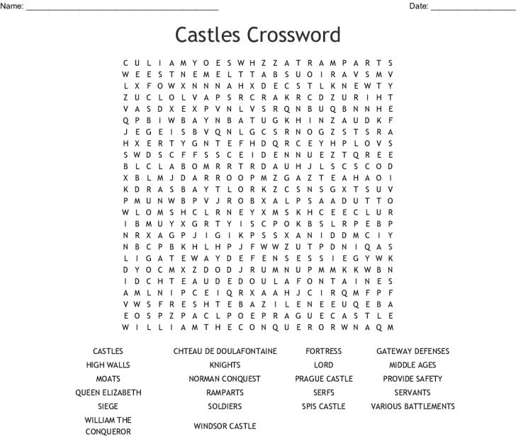 Castles Word Search Printable