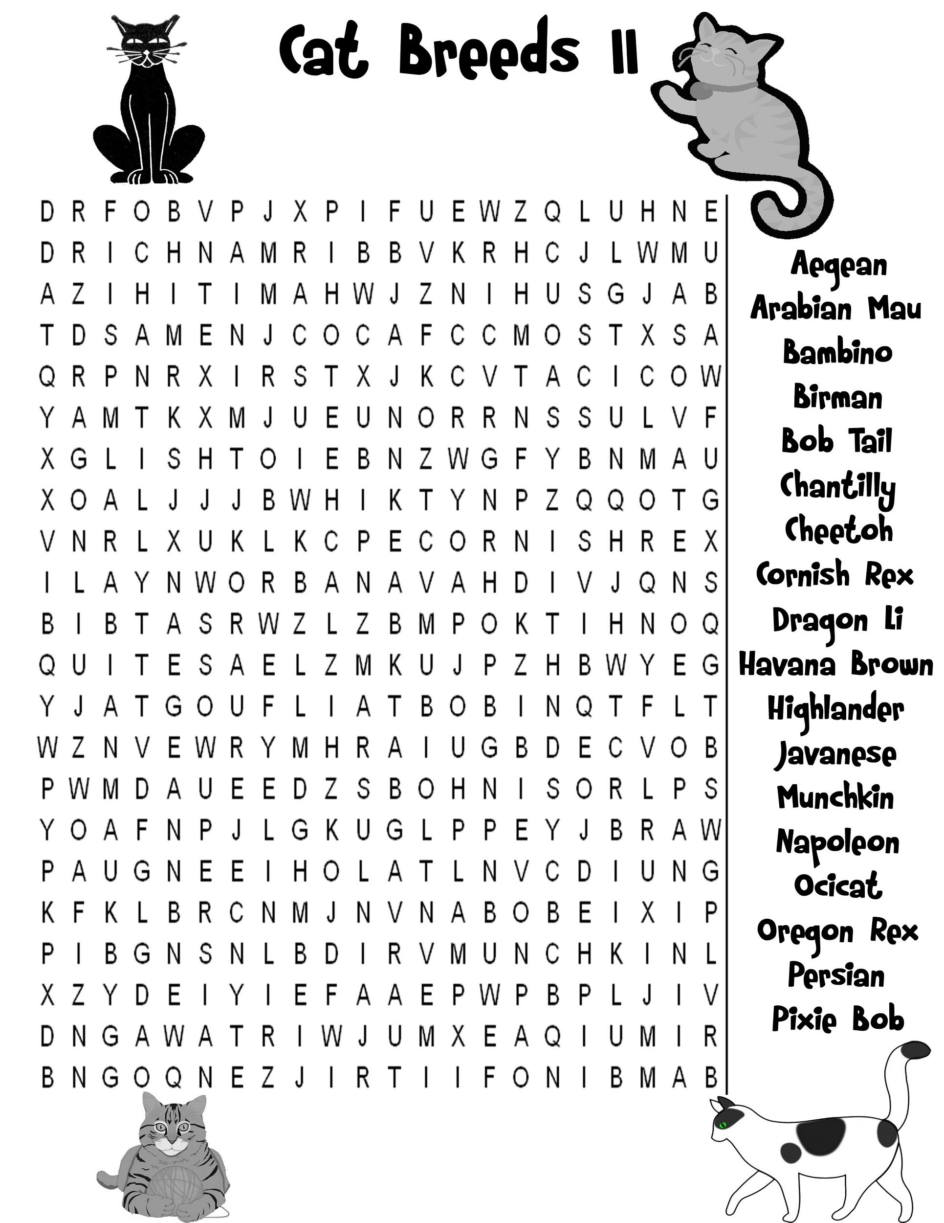 Cat Word Search To Print | Activity Shelter