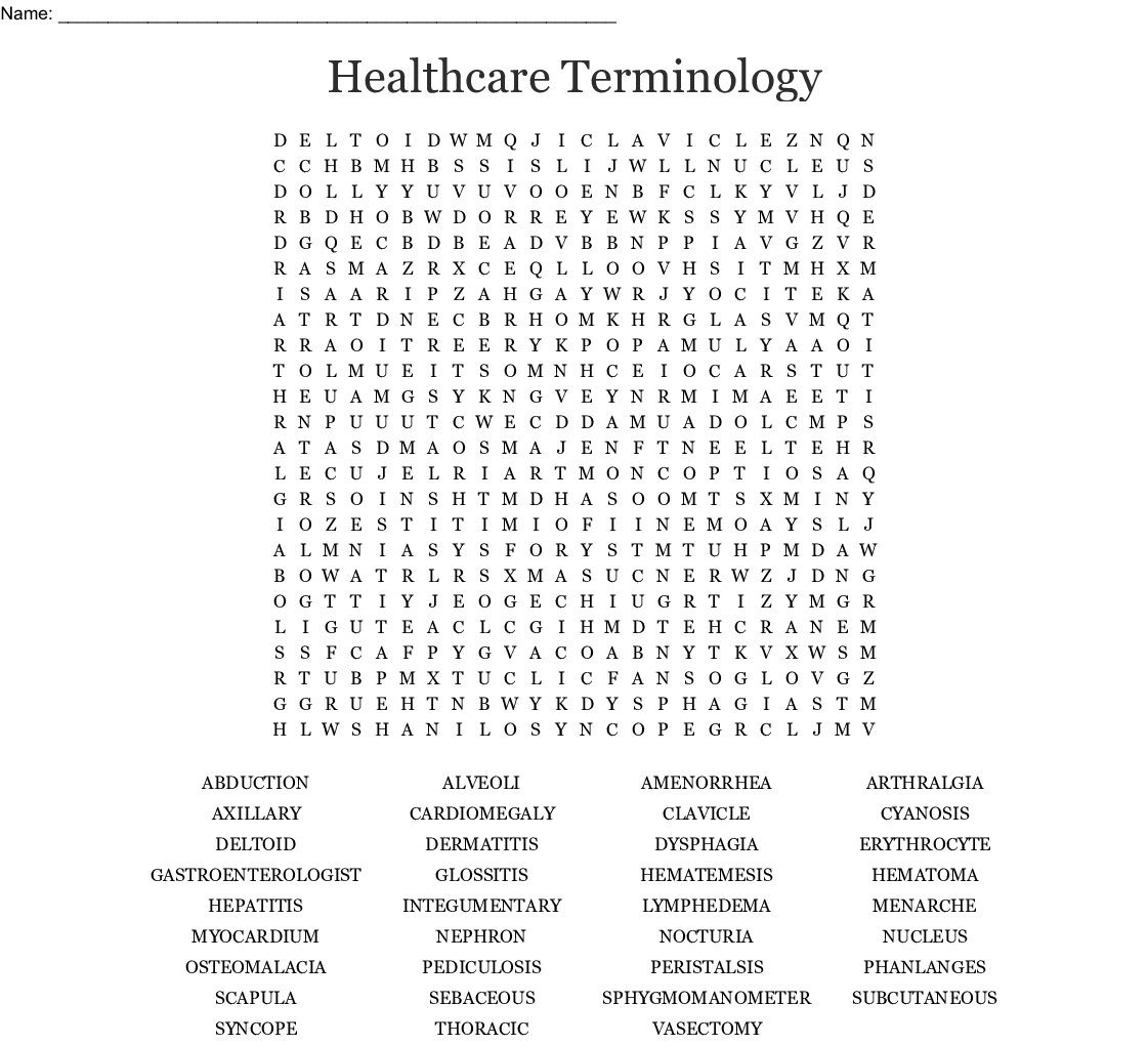 Free Printable Medical Word Searches Word Search Printable