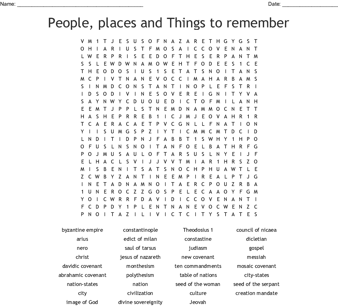 History Word Search Free Printable