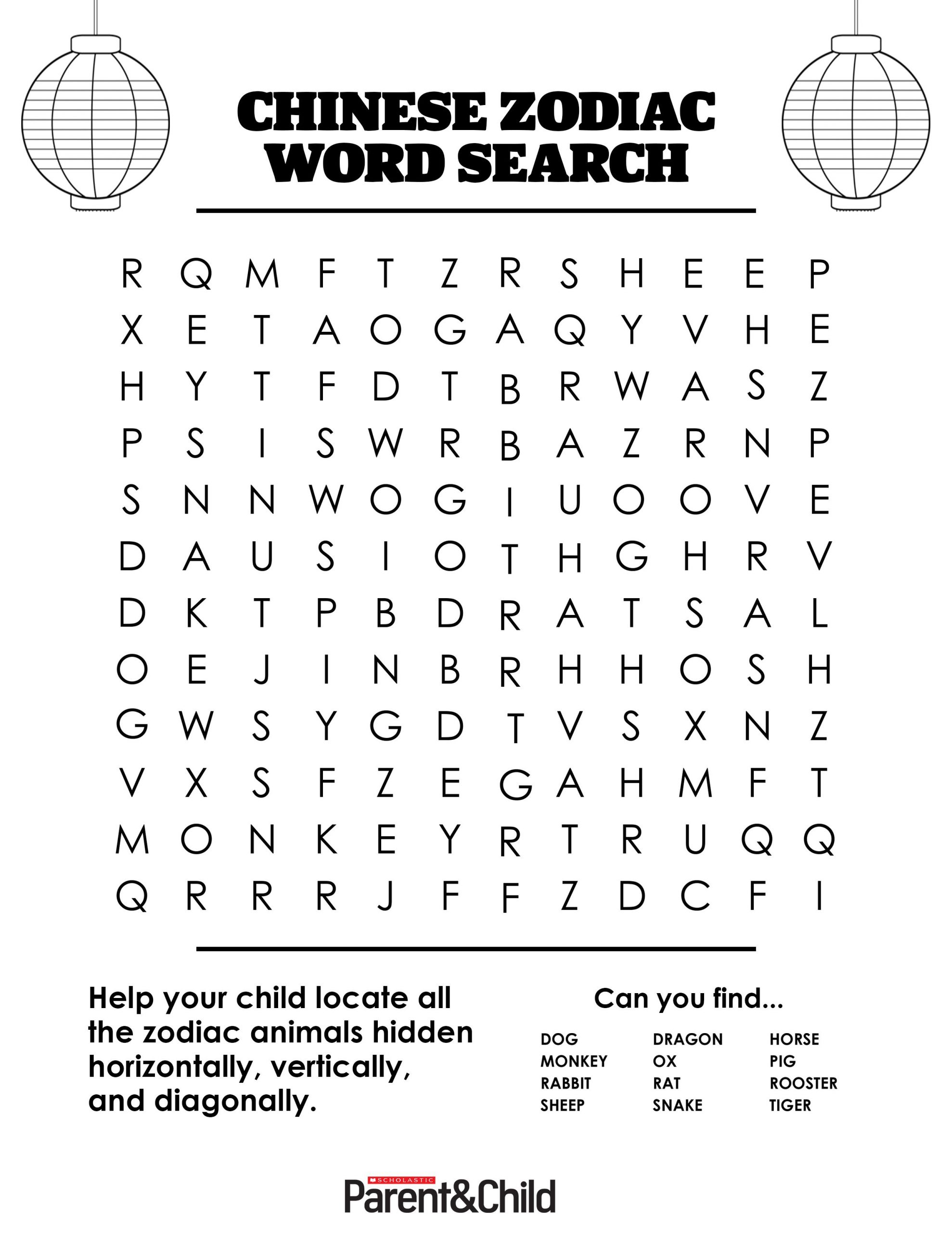 Chinese New Year Printable: Word Search | Chinese New Year
