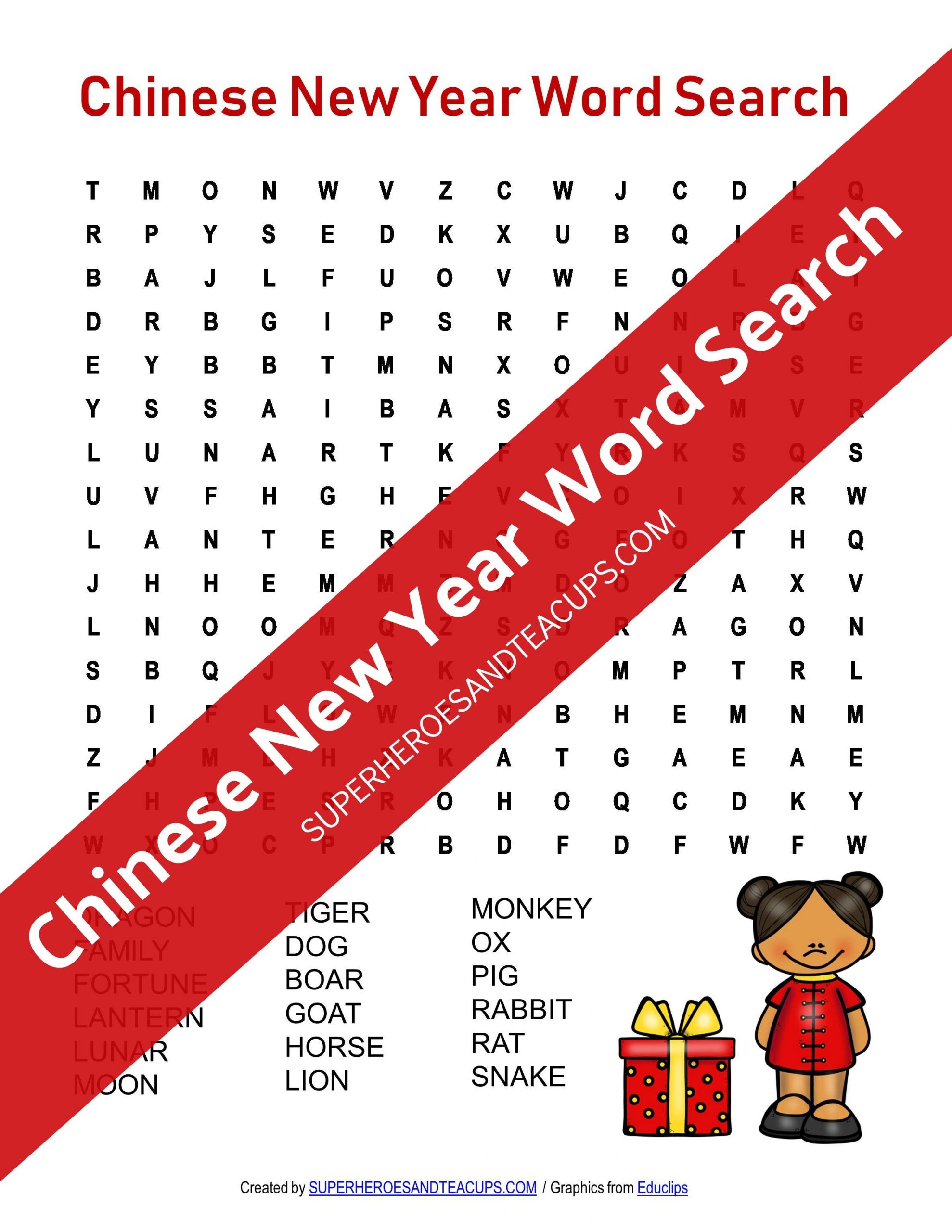 Chinese New Year Word Search Free Printable