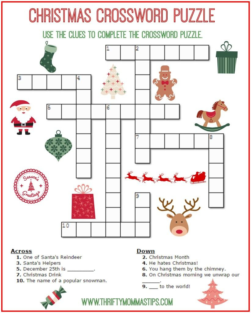 Christmas Crossword Puzzle Printable - Thrifty Momma&amp;#039;s Tips