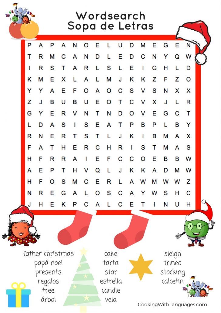 ChristmasWordsearchEasy Cooking With Languages Word Search Printable