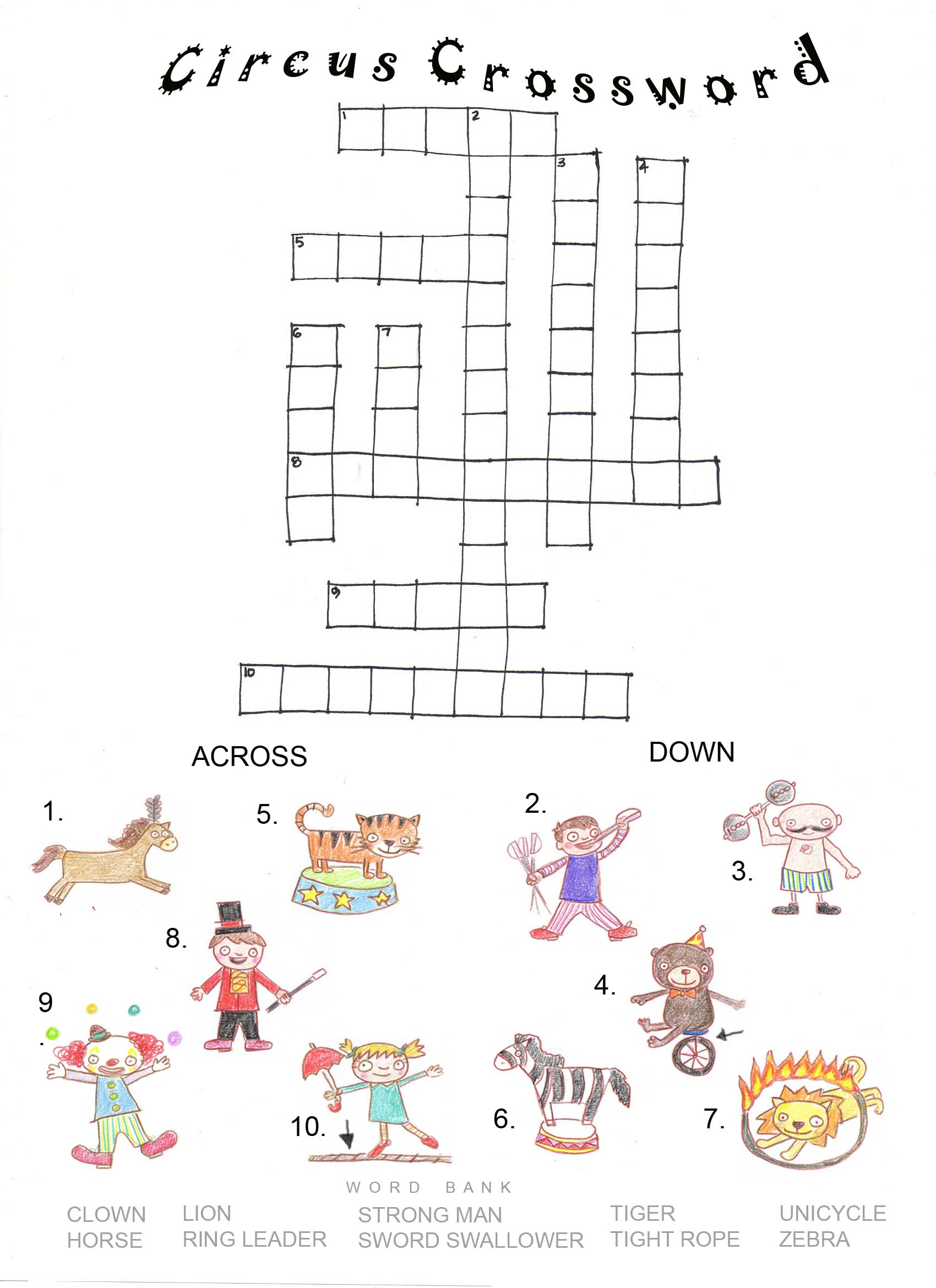 Circus Crossword | Articulation360