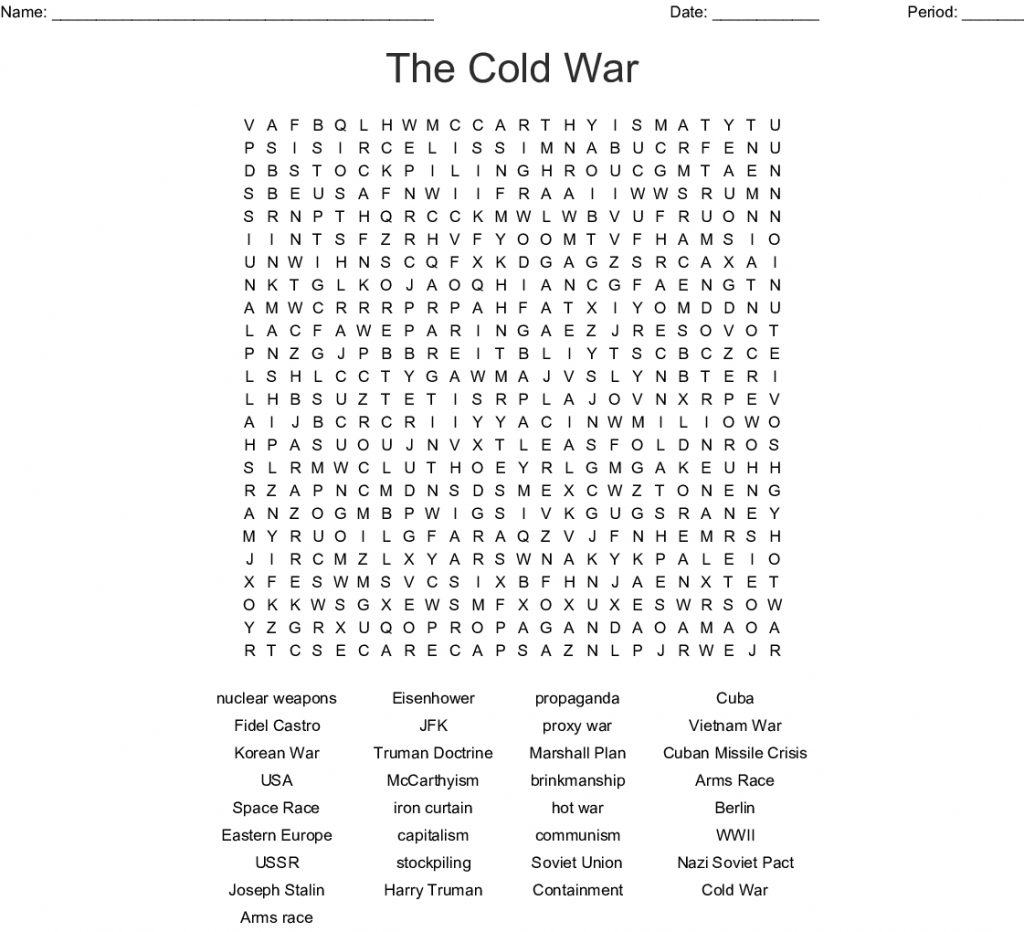 Cold War Word Search Wordmint Word Search Printable