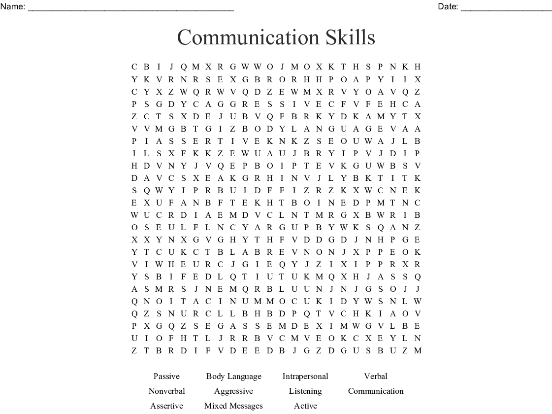 Communication Skills Word Search - Wordmint