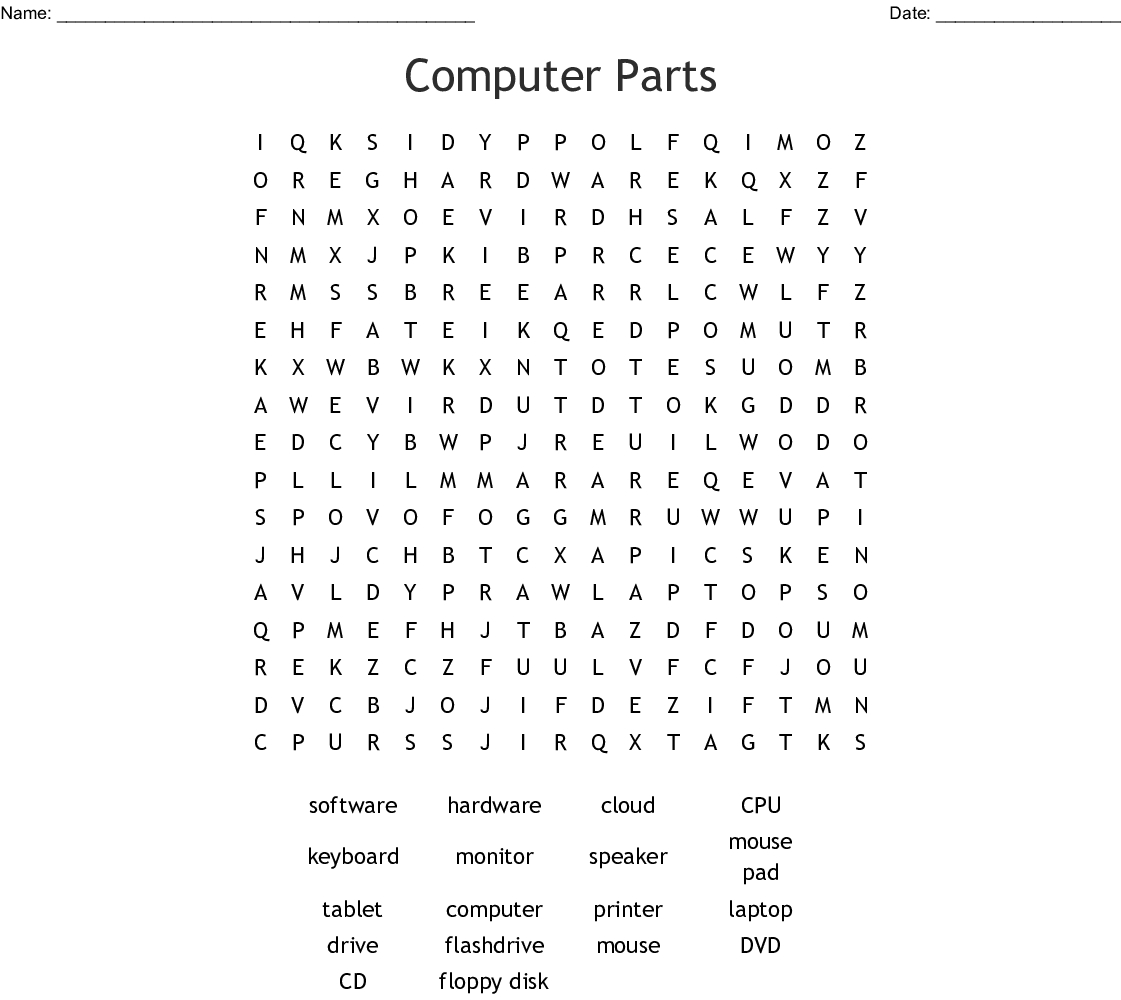 Computer Parts Word Search - Wordmint