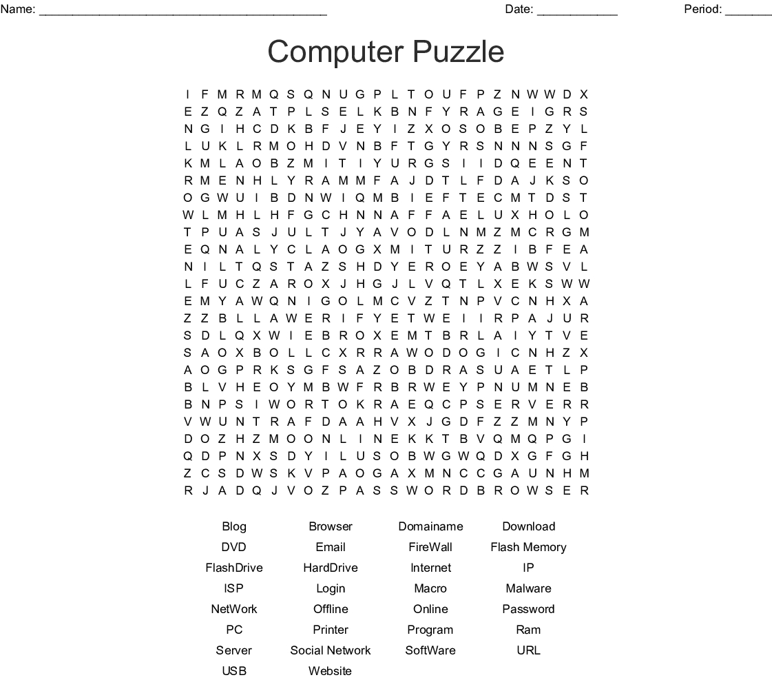 Computer Terms Word Search - Wordmint