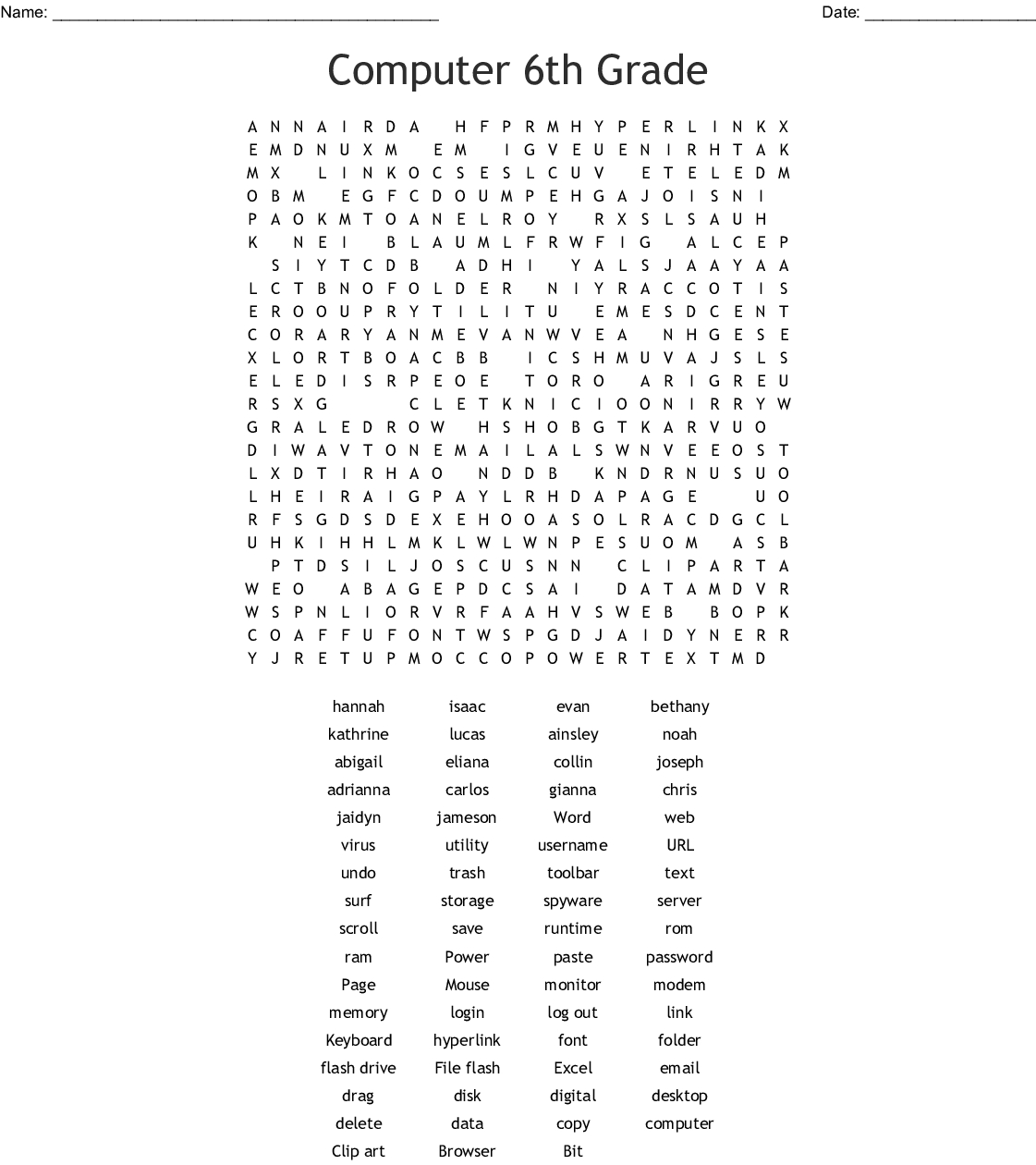 Computer Terms Word Search - Wordmint