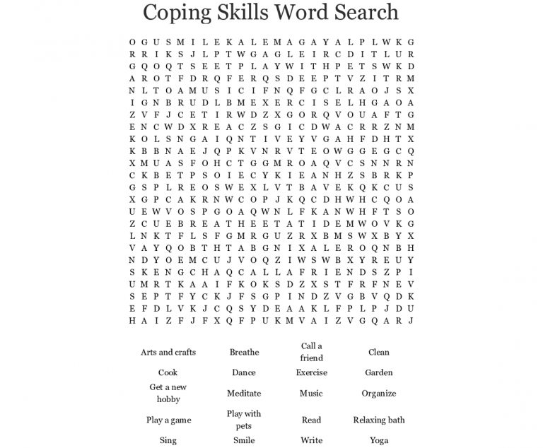 Coping Skills Word Search - Wordmint - Word Search Printable