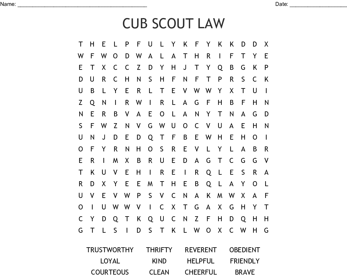 Cub Scout Law Word Search - Wordmint