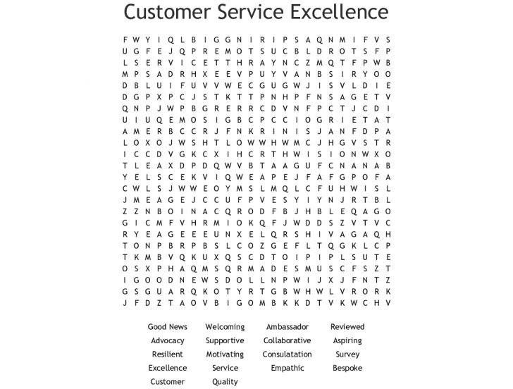 Customer Service Excellence Word Search - Wordmint | Word Search Printable