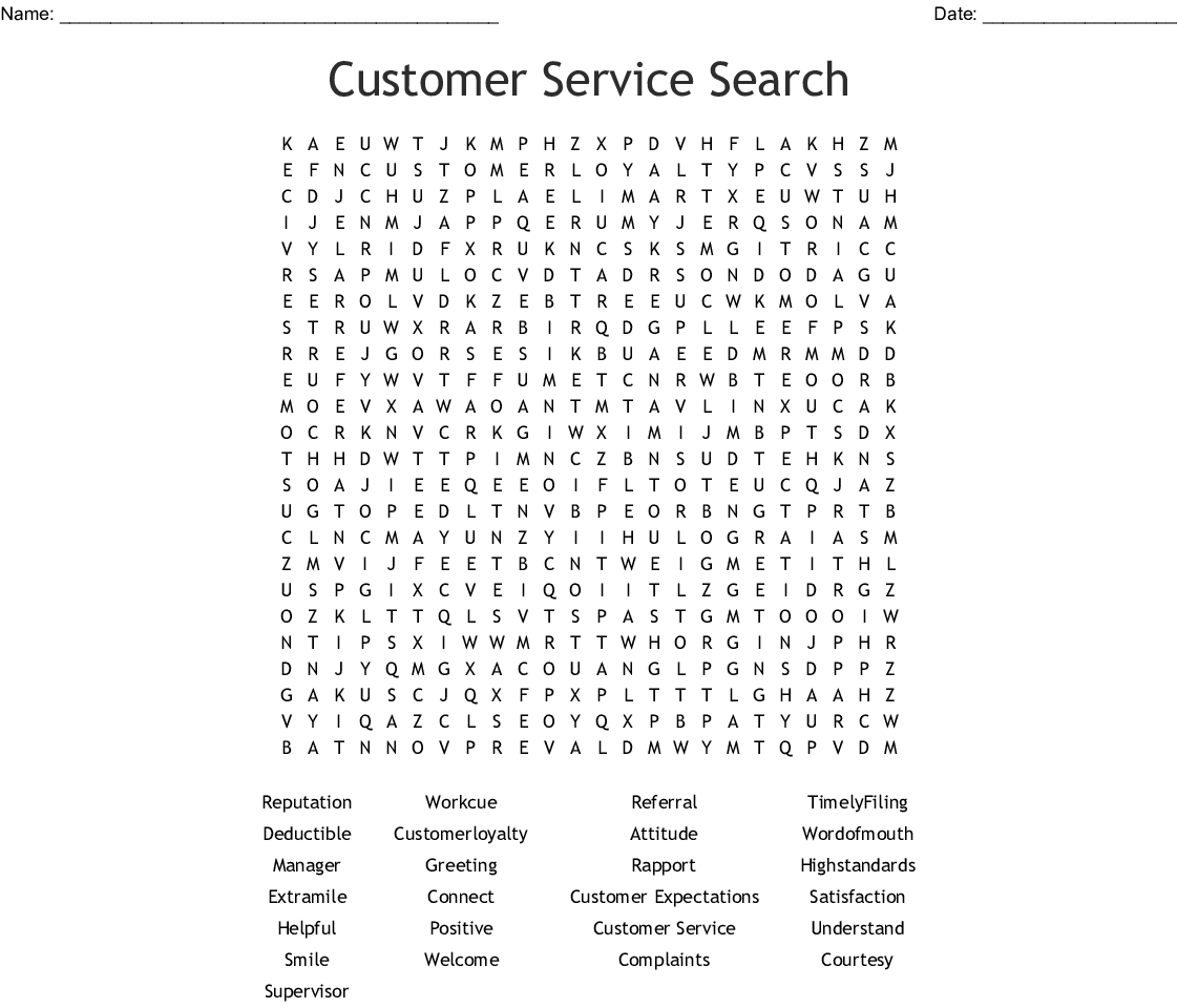 customer-service-word-search