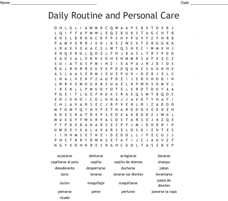 Daily Routine And Personal Care Word Search - Wordmint - Word Search ...